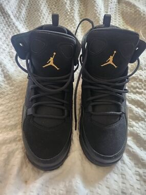 Air Jordan Black High-Top Sneakers with Gold Jumpman